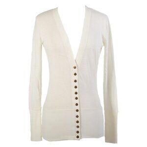 Ivory Button-Front Women's Cardigan Sweater